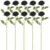 Dekorativa blommor 10 PC: er konstgjorda rosor stjälkar svarta dekorationer falska dekorer plastgotiska
