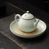 TEA TRAYS RU WARE POT TRAY SBACER MAT DRY HOUT Den Azure Gracked Glaze Stödbar Ru-Porcelain Table