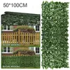 Kwiaty dekoracyjne sztuczne bluszcz ogrodzenie rośliny trawa panel ścienny Faux zielony liść żywopłotu prywatność ekran wewnętrzny na zewnątrz balkon ogrodowy