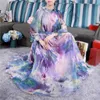 Urban Sexy Dresses Bohemian Runway Maxi Dress Plus Size Womens Long Slve Ruffle Vintage Floral Print Chiffon Party Holiday Long Maxi Dress Robe T240510