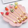 Lepels roestvrijstalen lepel vork cartoon fruit macaron dessert forks kinderen set keuken accessoires