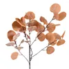 Flores decorativas Planta artificial Realista Interior al aire libre Eucalipto Hojas Venas de color natural Mantenimiento Fácil durante 3 años resistente a los rayos UV