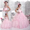 Pink Sparkly Girls Festzugskleid Prinzessin Ballkleid Strass Party Cupcake Prom Kleid für junges kurzes Mädchen Pretty Kleid für Little K 230i
