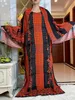 Vêtements ethniques Nouveau style Summer Slve Impression de coton Robe de coton avec une grande écharpe african dashiki floral lâche caftan diamants maxi décontracté t240510