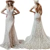 Fairy Fulllace Mermaid Wedding Dresses 2024 Sexy Spaghetti Straps Abito da sposa Bohémien Destination Destination Bride Bride Dress Gatsby Celtic Boho Vestio Novias