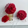 Dekorativa blommor 15 cm konstgjorda röda rosor blomma boll kyssar ros hängande diy centerpieces bröllopsfest dekoration