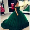 Emerald Green Off Shoulder Lace Quinceanera Dresses Ball Jurk Appliques Corset Back Sweet 16 jurk voor meisjes feestjurken goedkoop 269h