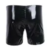 Mens Erotic Hot Pants Kort för sexporr Latex Underbyxor Dragkedja bredvid Male Patent Leather Boxer Sexig botten Underkläder Catsuitdräkter