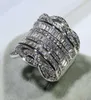 Luxury Jewelry Unique 925 Sterling Silver Full Stack 5A Cubic Zirconia CZ Diamond Wide Rings Party Women Wedding Band Finger Band 3644473