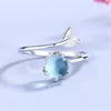 Ringos de cluster Moda 925 Cristal de peixe de prata esterlina Ajustável para mulheres Casamento Acessórios de jóias finas Jóias de atacado