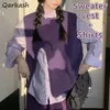 Robes de travail 2 PCS sets Femmes Irrégules Vintage Sweater Gitre à manches longues esthétique Solide All-Match Cozy Temper Vacation Clothing 2024