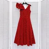 506 L 2024 Milan Runway Dress Spring Summer Mouwess V Neck Red Jurken Damesjurk Mode Hoogwaardige Luxijia