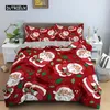 Bedding Sets Feliz Christmas Toupet Cover Santa Claus Snowman Red Set