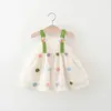 Robes de fille (0-3 ans) bébé d'été avec deux tournesols Robe de plage à suspension recouverte de fleur colorée princesse