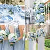 Fleurs décoratives 20 "Real Touch Hortensia Artificial Latex Faux pour le bouquet de mariage Home Mariage Centres de table DÉCOR 4PCS