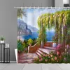 Shower Curtains Scenic Curtain Forest Waterfall Beautiful Scenery Spring And Autumn Alpine River Oil Painting Bathroom Decoration