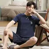 Männer Pyjamas Set Summer Shortsleeves Nachtwege Korean Cason Cotton Plus Size M4XL Nightwear Shorts Pajama Homme 240428