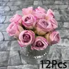 Fleurs décoratives 12pcs Roses Bouquet pour la décoration intérieure Marriage DIY DIY CARSATION DE FLORICES ARRISEMENT