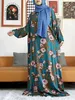 Etniska kläder Nyaste muslimska bomull Abayas för kvinnor Ramadan Bön Dubai Turkiet Mellanöstern Femme Robe Floral Loose African Dress Turban Joint T240510