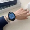 Zegarek na rękę kwadratowy kwarcowy kwarc zegarek silikonowy pasek Student mody wielokolorowy swobodny zegar na damski prezent bez bransoletki