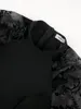 Sukienki swobodne Maxi Długie czarne dla kobiet wysoko szyi haft haftowy Wybierz się przez sange Classy Condyt Party Evening Suknia