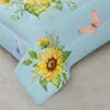 寝具セットは、1つと2つの枕カバーを使用して、すべての季節のパターンに合わせて青いヒマワリの掛け布団セットセット