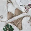Costumi da bagno femminile sexy bikini di strass 2024 DONNE DONNA SOLID PERPLE METALLA SUGA SUGRAMMA SUSTINA BASILIO SUST BASSE BASSEGGIA