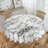 Table Cloth Round Black Marble Gold Veins Waterproof Tablecloth 60 Inches Cover For Kitchen Dinning