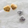 Studörhängen trendig tjockt stort hjärta för kvinnor smidigt rostfritt stål lättvikt 18k guldpläterade öronhoppar smycken ons gåva