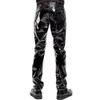 Men's Pants Mens faux leather PVC pants Trousers long gloss club dance wear punk Gothic black slim fit nightclub party pants mens motorcyclesL2405