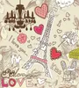 Bedding Sets Paris Duvet Capa Conjunto de Doodles Ilustração de Eiffel Tower Hearts Chandelier Flow