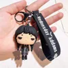 Ny skräck onsdag Addams KeyChain Addams Family Movie Rollmodell Pendant Keyring onsdag Addams Doll Key Chains Gift