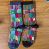 Chaussettes masculines automne et hiver nouvelle impératrice occidentale Dowager Saturne broderie double aiguille double way block à carreaux à carreaux moyens chaussettes empilées ygt9