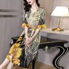 Party Dresses Floral Casual Summer Elegant Boho Dress Women 2024 Midi Yellow Silk Prom Mini Korean Fashion Vintage Beach Vestiti Donna