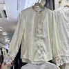 Dames t shirts elegante blouses voor vrouwen 2024 Chinese stijl lente herfst witte tops dame casual borduurwerk blusas para mujer