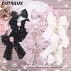 Lolita Bow Kawaii Headdress Japanese Style Soft Girl Sweet Cute Hair Pin Lace Ribbon Pendant Barrettes Hair Clips Accessories 240509