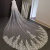 2 Tiers Long Lace Appliqued Bridal Veil 3 4 5 Meters White Ivory Wedding Veil with Comb Blusher Bride Headpiece Women Hair Accessories 202K