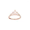 Cluster anneaux 585 Gold Purple 14K Rose Princess Crown Engagement pour les femmes ouvrant des bijoux de mariage creux haut de gamme élégant