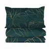 Sängkläder set Emerald Leaves Comforter Set Golden Print Forest Green Down Alternative för alla säsonger