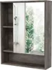 Adesivi per finestre Muro con specchio mobile a specchio singolo scaffale regolabile spazzola spazzatura sopra il toilette grigio