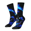 Мужские носки сумасшедшие носки для мужчин голубой пламя Skul