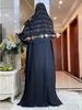 Etnische kleding Nieuwe Dubai Summer Short Slve Dress Muslim Dashiki Bloemdruk Katoen losse Caftan Lady Maxi Islam Casual Dresses Vestidos T240510