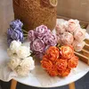 Decorative Flowers Simulated 7-Head Dry Burned Small Rose Bouquet Wedding Bride With Hand Held Home Fake Multi-Color Decoration