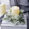 Fiori decorativi ghirlanda di vegetazione artificiale per candelabri foglie finte da 25 cm Anello di candela ghirlanda festa di nozze decorazioni da tavolo Christams