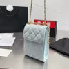 Sac à bandoulière de créateur de cuir de luxe avec crampon en réseau en diamant classique et sac de téléphone à balle dorée new laser mini Fash Woig pour femmes