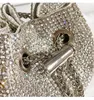 Rhinestone Diamond Evening Clutch Bag Women Luxury Designer Metal Ring Handbag Shiny Crystal Purse Wedding Party Shoulder 240509