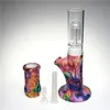 Combination Silicone Glass Bong Bowl Smoking Water Pipes with 15 Inch 14mm Female Colorful Recycler Beaker Glass Bongs