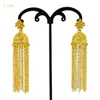 Dubai Luxury Long Halskette Ohrringe Sets für Braut Indian 24K Goldfarbe Halshöhe Schmuck mit Quasten Bankett Geschenke 240506