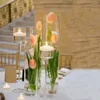 キャンドルホルダーの結婚式の装飾装飾装飾ガラス道路花瓶の背の高いテーブルフロアに使用される