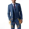 Grå män passar Slim Fit Formal Business Office Casual Suits For Mane Wedding Tuxedo Groom 3 Pieces Jacketpantsvest 240507